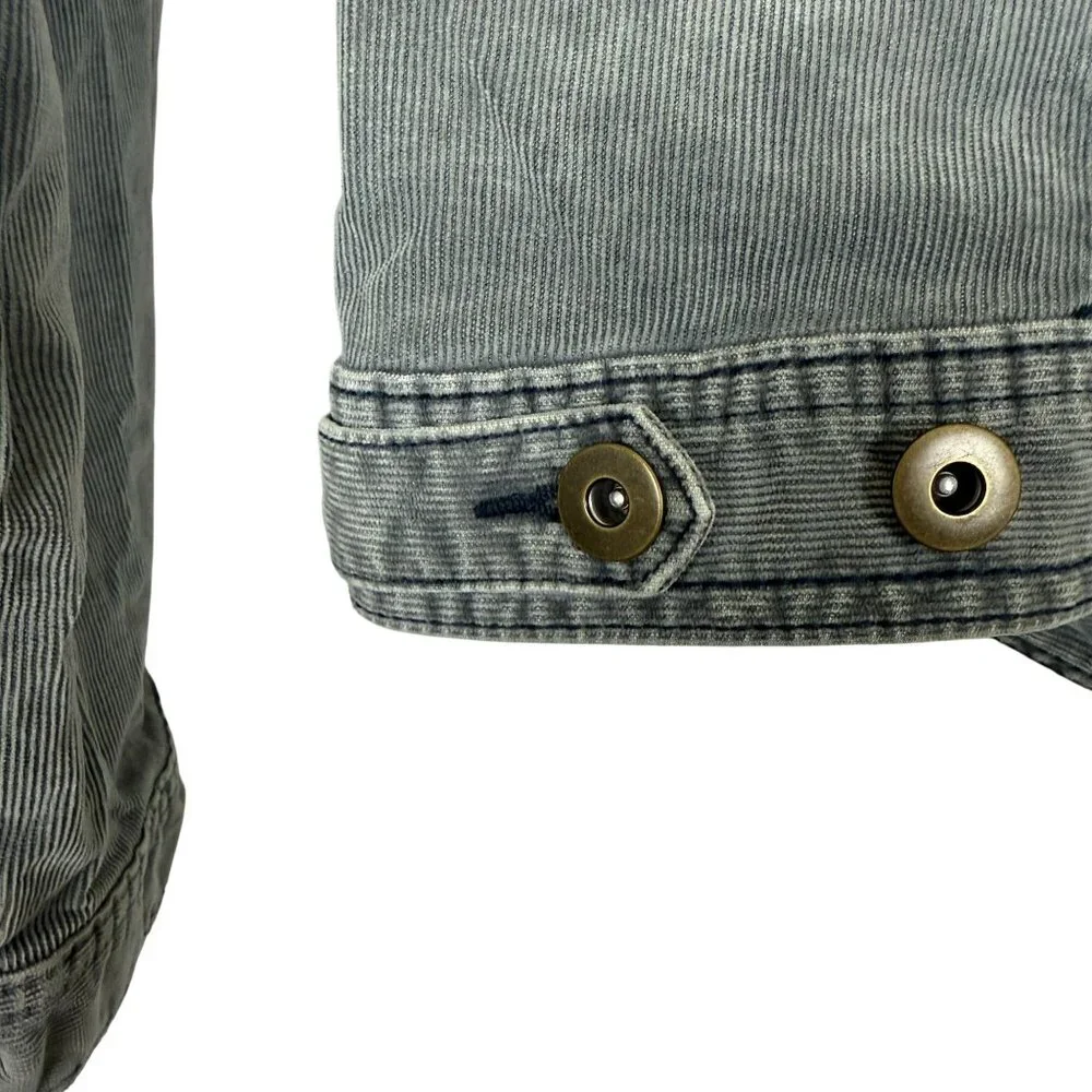 Prana Corduroy Jacket Womens Large Gray Trucker Stretch Casual Organic Cotton - Picture 8 of 10